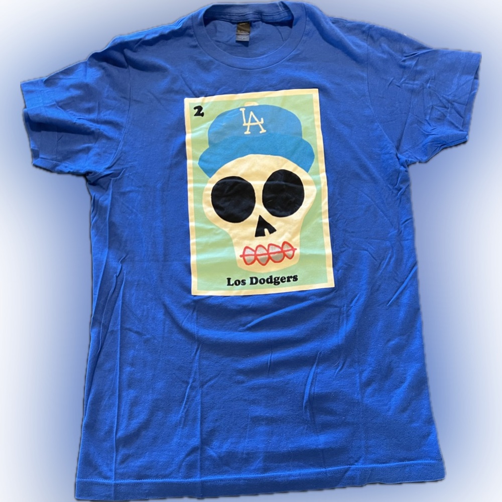 Los Dodgers - Blue Cotton Graphic T-Shirt - Size Small